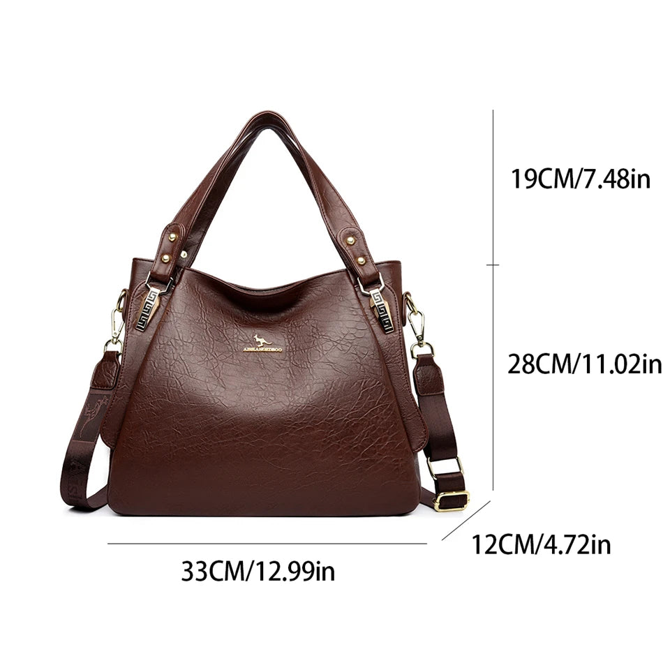 VANDERWAHCN Soft Leather Top-Handle Bag For Women Crossbody Tote