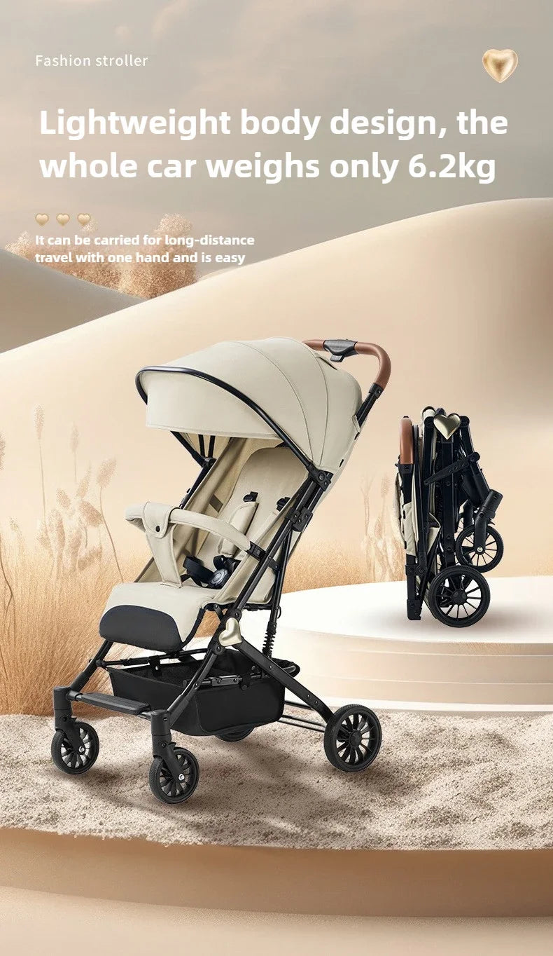 Portable Baby Stroller Lightweight Travel Four-Wheel Design Easy To Store Can Sit Or Lie Down