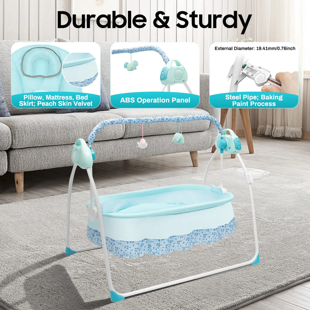Cradle Swing Sleeping Bed Auto Rocking Chair Bed Swing 5 Speed Stand Baskets Musical Sleeping Basket For Infants 0 To 18 Months
