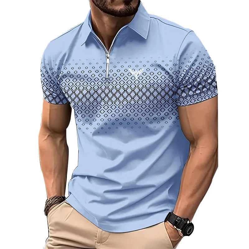 Anhui Men Quick Dry Polo Shirt Breathable Lapel Zipper