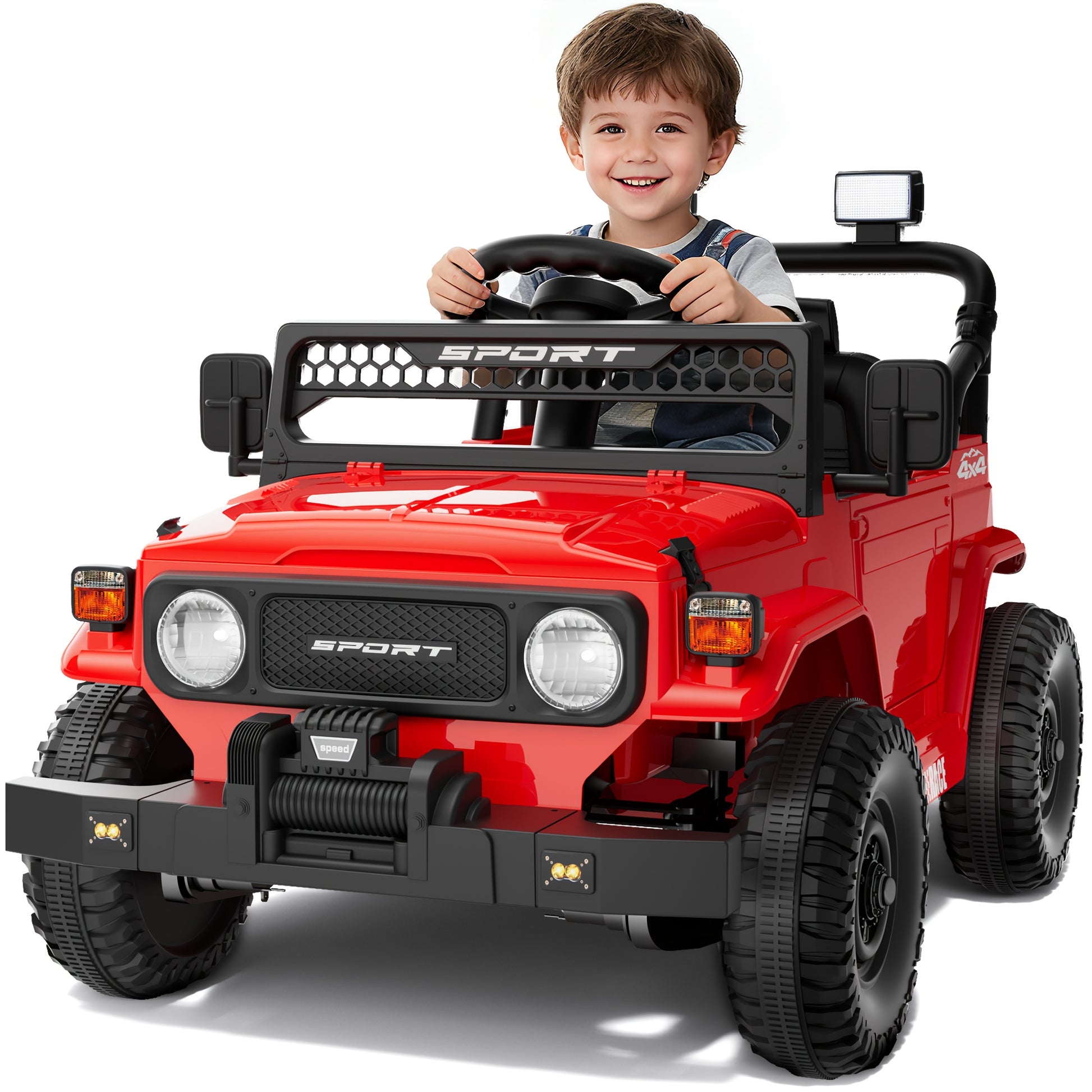 for kids 12V Electric Ride-On Car with Parent Remote Control, Kids Truck, 3-Speed Modes & LED Lights, Power-Sourced (120V Adapter Included) - Compatible with Plug, Age/Weight Restrictions Apply (Bright ////)