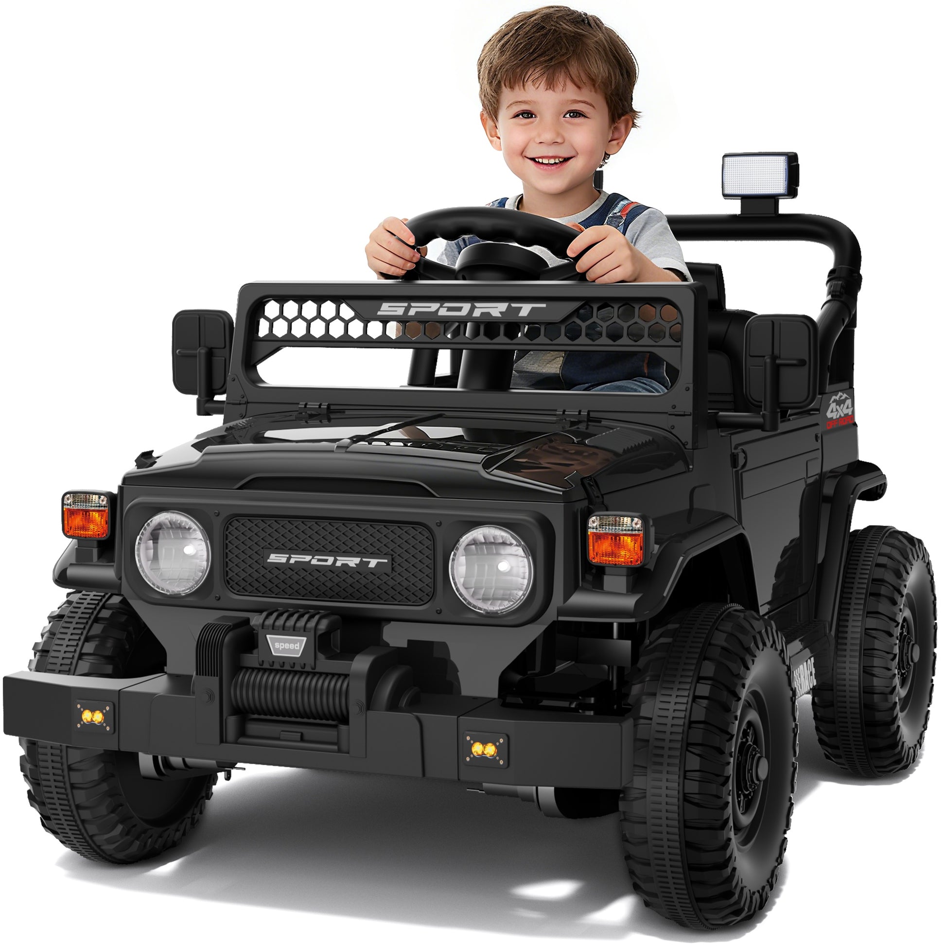 for kids 12V Electric Ride-On Car with Parent Remote Control, Kids Truck, 3-Speed Modes & LED Lights, Power-Sourced (120V Adapter Included) - Compatible with Plug, Age/Weight Restrictions Apply (Bright ////)