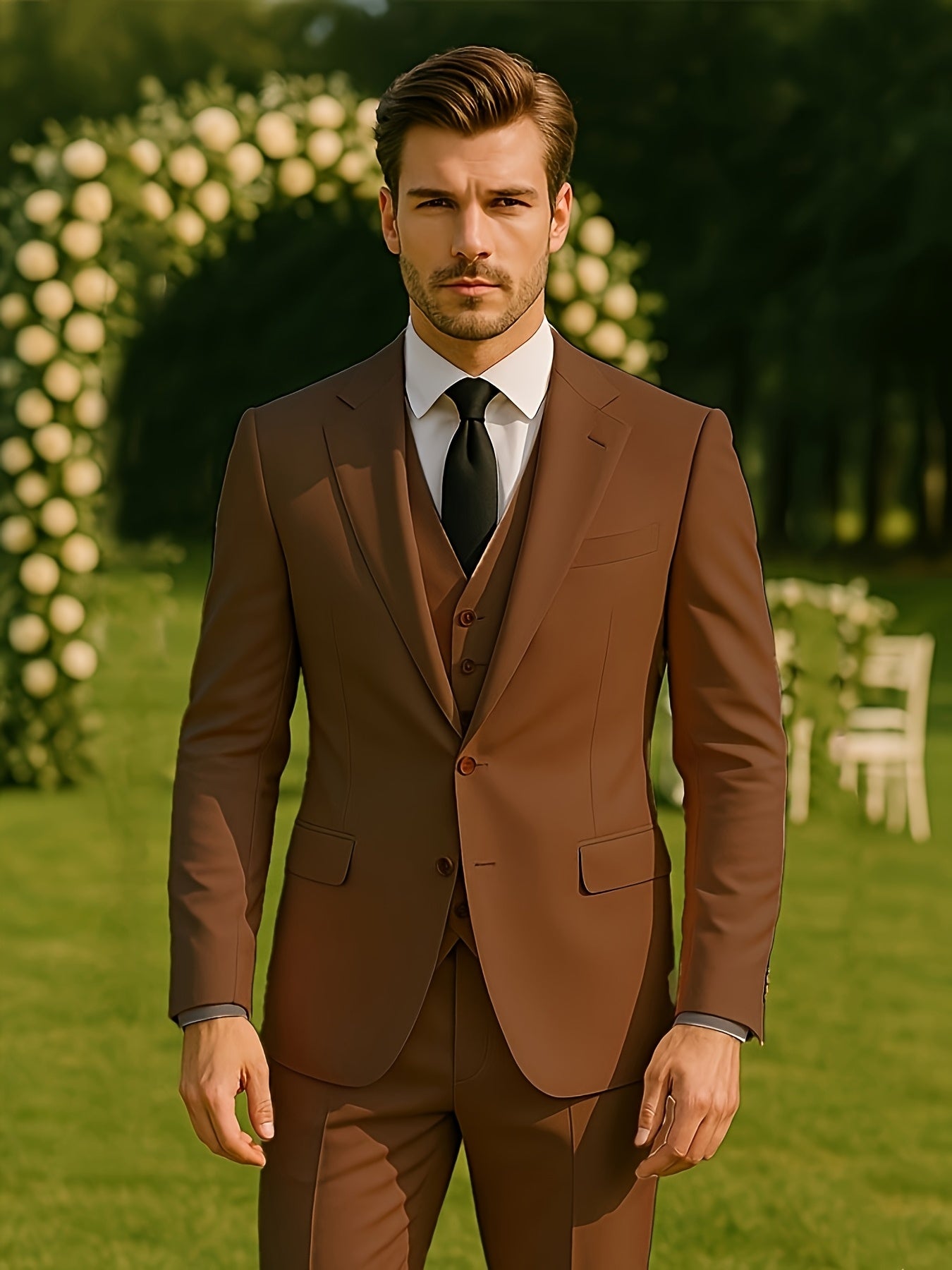 Stylish Three-Piece Suit for Men, Including a Groom'S Tailcoat, Sports Jacket, Vest, And Trousers, Perfect As Valentine'S Gifts