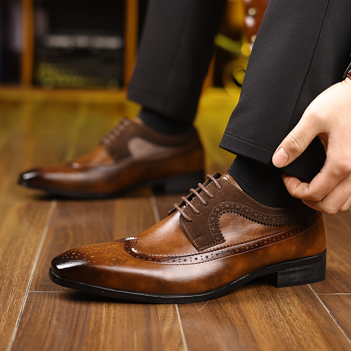 British Style Mens Formal Lace Up Shoes For Office And Business